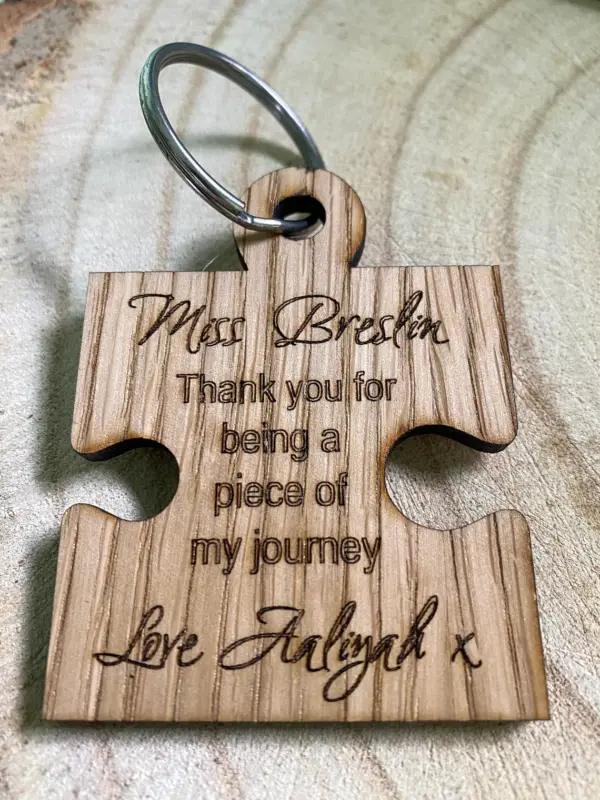 Jigsaw Piece Keyring - Personalised Teacher Gift