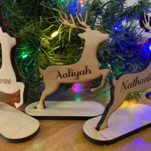 Personalised Christmas Reindeer Decorations Place Names