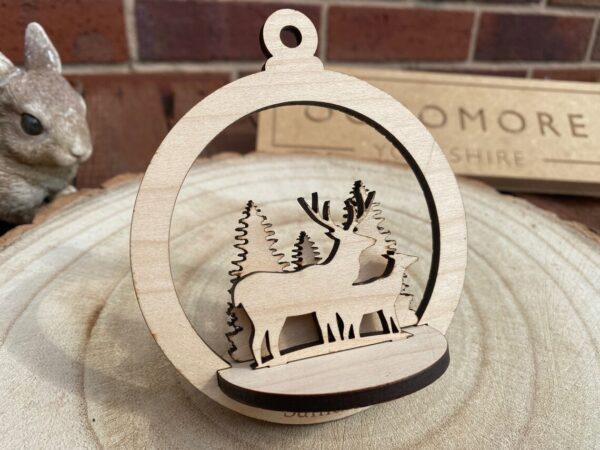 Personalised Xmas | Christmas Bauble | Decoration | Deer | Tree | Winter Scene - Image 3