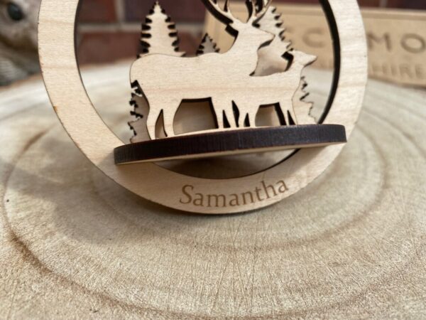 Personalised Xmas | Christmas Bauble | Decoration | Deer | Tree | Winter Scene - Image 4