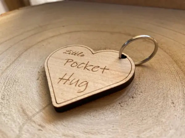 Little Pocket Hug - Heart Shape Token Keyring - First Day At School, Starting Nursery Keepsake, Personalized Wooden Kindergarten - Image 2