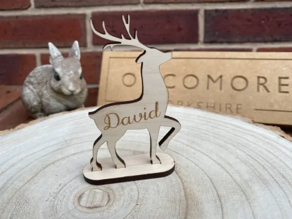 Personalised Christmas Reindeer Decorations Place Names | Maple or Oak - Image 2