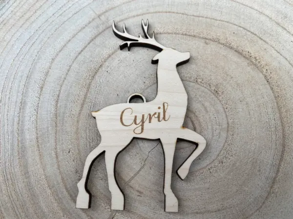 Personalised Christmas Reindeer Decorations Hanging Ornament | Maple or Oak | Personalised - Image 2