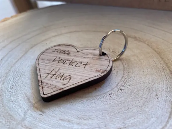 Little Pocket Hug - Heart Shape Token Keyring - First Day At School, Starting Nursery Keepsake, Personalized Wooden Kindergarten - Image 5