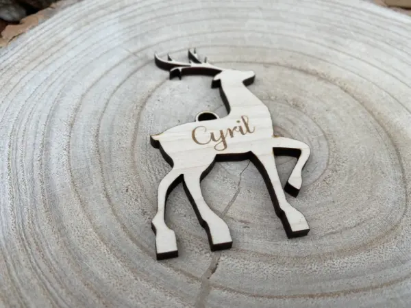 Personalised Christmas Reindeer Decorations Hanging Ornament | Maple or Oak | Personalised - Image 4