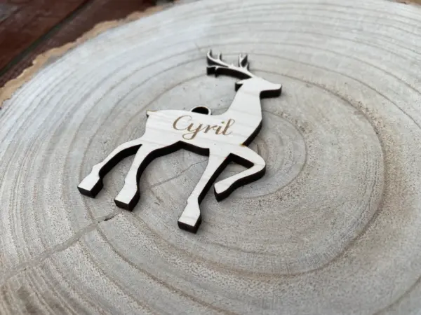 Personalised Christmas Reindeer Decorations Hanging Ornament | Maple or Oak | Personalised - Image 5