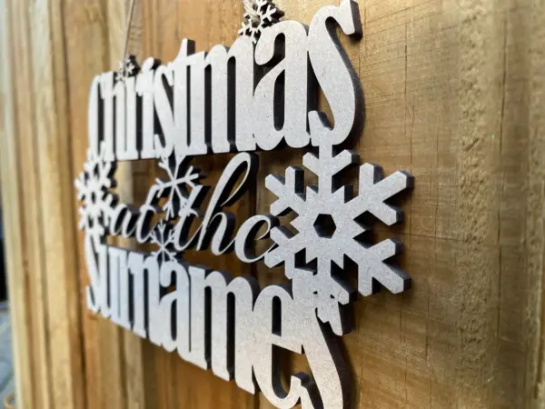 Personalised Christmas At The... Sign with Snowflakes - Xmas Sign - Image 3
