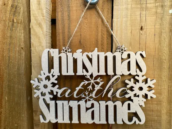 Personalised Christmas At The... Sign with Snowflakes - Xmas Sign - Image 4