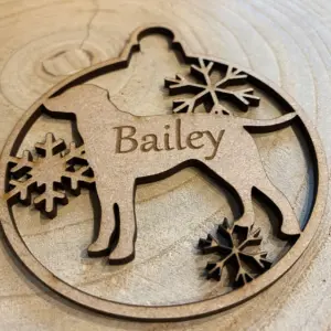 Dog name Bauble Christmas Decoration