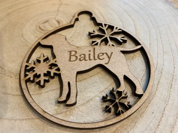 Dog name Bauble Christmas Decoration