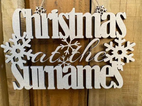 Personalised Christmas At The... Sign with Snowflakes - Xmas Sign - Image 6