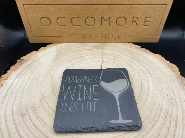 Slate Coaster Personalised - Name's Wine Goes Here - Circle or Square - Any Drink and Glass style - Image 2