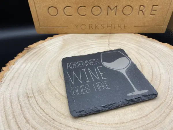 Slate Coaster Personalised - Name's Wine Goes Here - Circle or Square - Any Drink and Glass style - Image 3