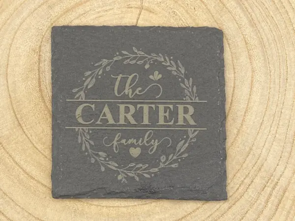 Slate Coaster Personalised - The SURNAME family - Circle or Square - Image 4