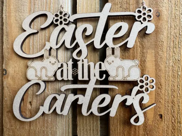 Personalised Easter At The... Sign with Flowers & Bunnies - Easter Sign - Image 3