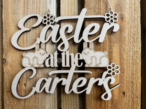 Personalised Easter At The... Sign with Flowers & Bunnies - Easter Sign - Image 5