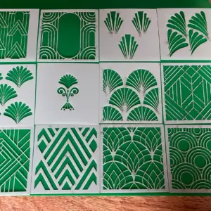 Art Deco Stencil Set - 12 pcs, Reusable, Washable, High Quality Mylar.