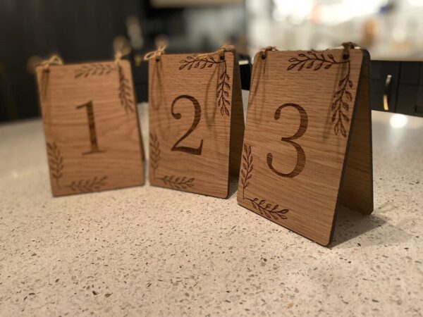 Vintage Style Oak Table Numbers for Weddings - Image 2