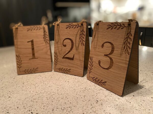 Vintage Style Oak Table Numbers for Weddings - Image 3