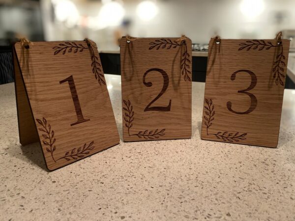 Vintage Style Oak Table Numbers for Weddings - Image 4