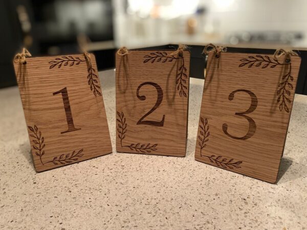 Wooden Table Numbers Wedding
