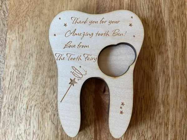 Personalised Tooth Fairy Pound Holder - High Quality Maple Wood - Image 5