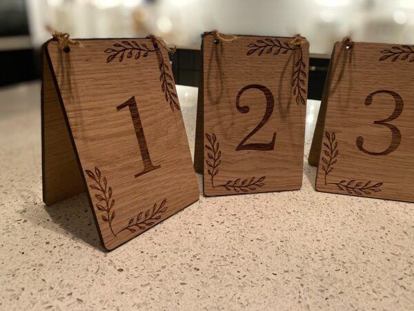 Vintage Style Oak Table Numbers for Weddings - Image 6