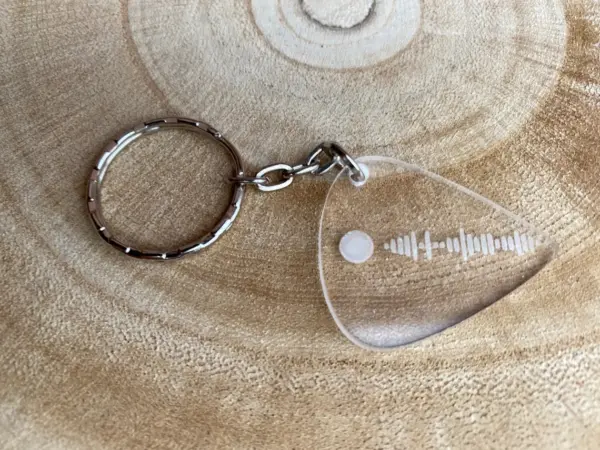 Spotify Code Plectrum Keyring - Engraved with song code of your choice - Clear - Colours Available - Image 3