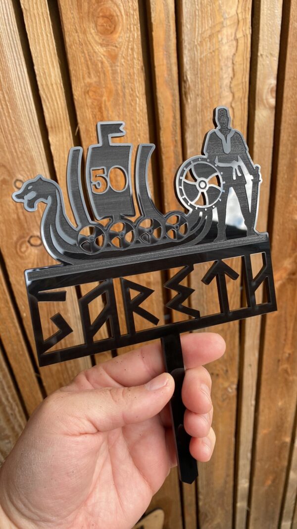 Viking Cake Topper Personalised with Age & Name - Image 3