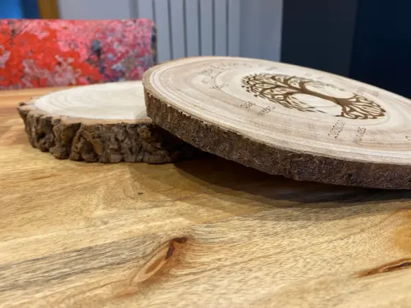5th Wedding Anniversary Gift - Log Wood Slice - Personalised - Image 4