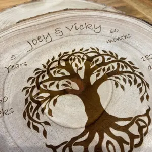 5th Wedding Anniversary Gift - Log Wood Slice - Personalised