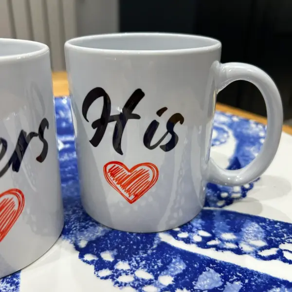 His & Hers Mugs Set - Can be personalised with name - Matching Coasters - Image 5