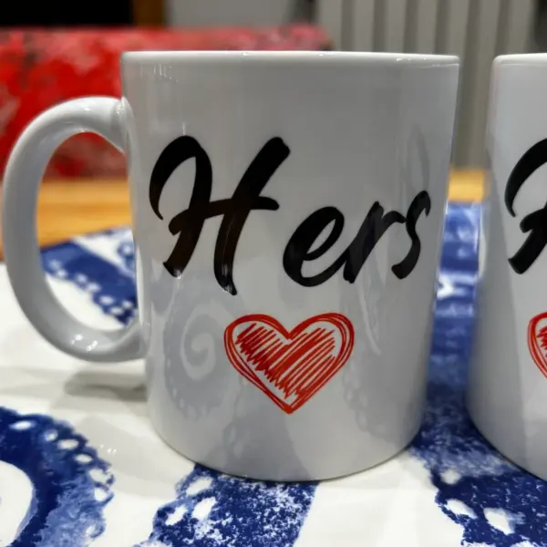 His & Hers Mugs Set - Can be personalised with name - Matching Coasters - Image 6
