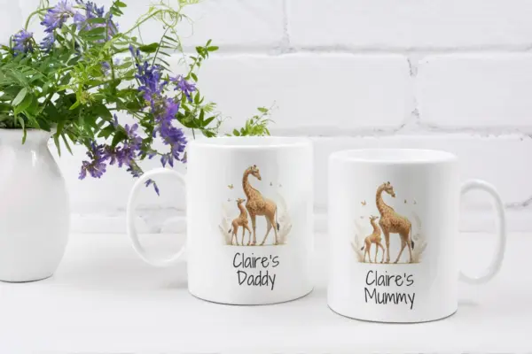 Mummy and Daddy Mugs with Giraffe