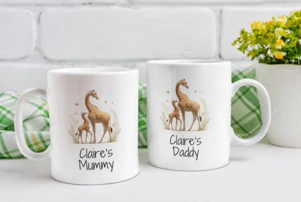 Mummy and Daddy Mugs with Giraffe