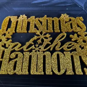 Christmas Sign Gold Glitter Personalised Christmas At The... Sign with Snowflakes - Xmas Sign