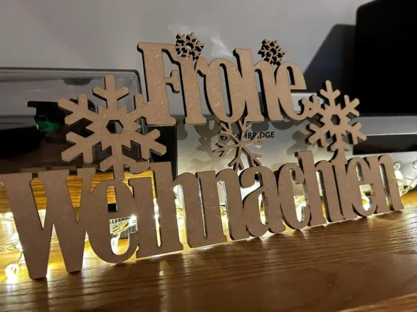 Frohe Weihnachten Sign with Snowflakes - Christmas Sign - Image 5