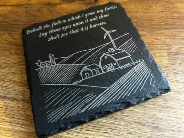 Zero Fucks Coaster - Rude Laser Engraved Slate Coaster, Gift For Colleague, No Fucks Given, Fuck Off I'm Busy, Sweary Gift - Image 2