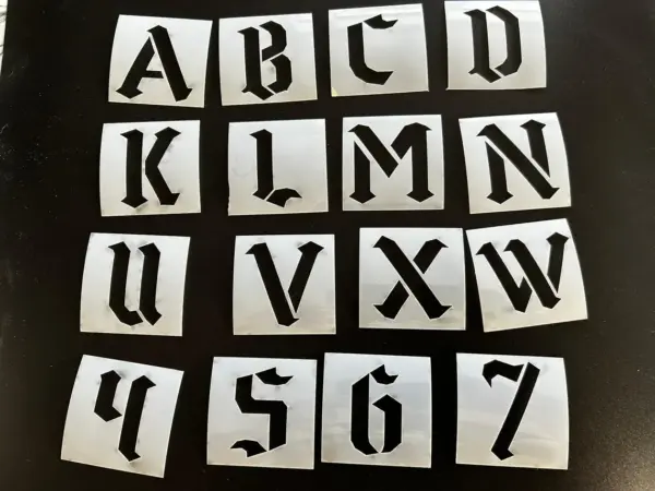 Gothic Font Mylar Stencil - Full Set - Image 2