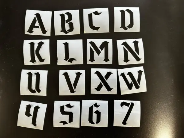 Gothic Font Mylar Stencil - Full Set - Image 3
