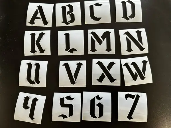 Gothic Font Mylar Stencil - Full Set - Image 4