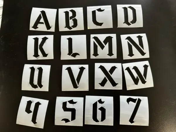 Gothic Font Mylar Stencil - Full Set