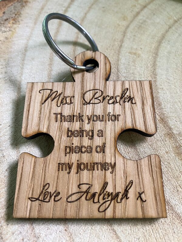 Jigsaw Piece Keyring - Personalised Teacher Gift