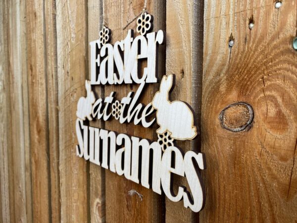 Easter Sign - Personalised Easter At The... Sign with Flowers & Bunnies - Easter Sign - Image 3